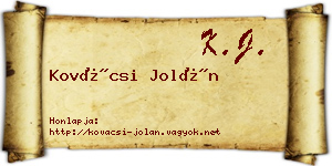 Kovácsi Jolán névjegykártya